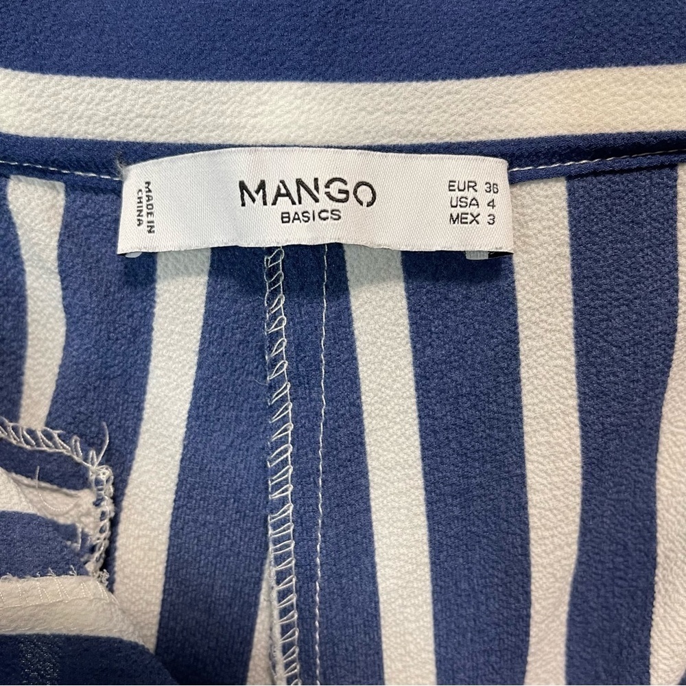 Mango Palazzo Wide Leg Ankle Striped Trouser Pants Size 4 in Blue/White - Picture 6 of 6